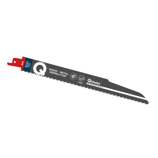 Qblades Reciprozaagblad Alleskunner, Hout met spijkers, Staal tot 12mm, BIM, 8/10tpi - 228mm