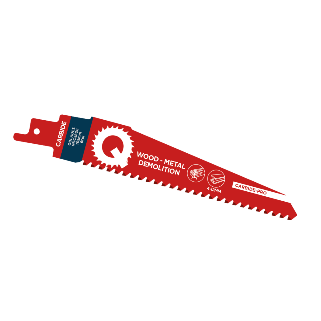 Qblades Reciprozaagblad Alleskunner, Hout met spijkers, Staal tot 12mm, CARB, 6tpi - 152mm, 50x longer life