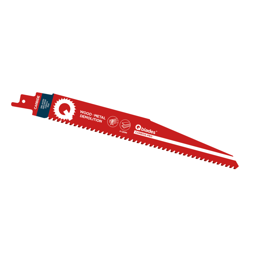 Qblades Reciprozaagblad Alleskunner, Hout met spijkers, Staal tot 12mm, CARB, 6tpi - 228mm, 50x longer life