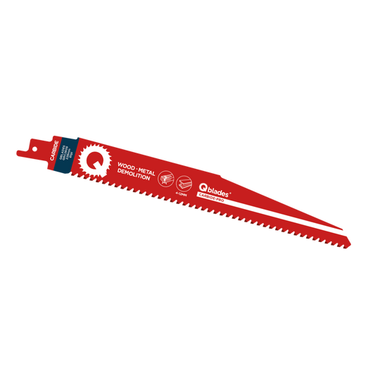 Qblades Reciprozaagblad Alleskunner, Hout met spijkers, Staal tot 12mm, CARB, 6tpi - 228mm, 50x longer life
