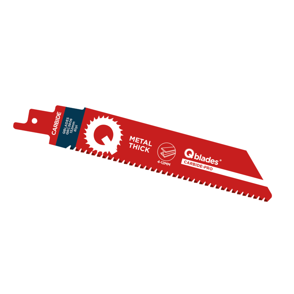 Qblades Reciprozaagblad Dik Metaal, Staal tot 12mm, CARB, 8tpi - 152mm, 50x longer life