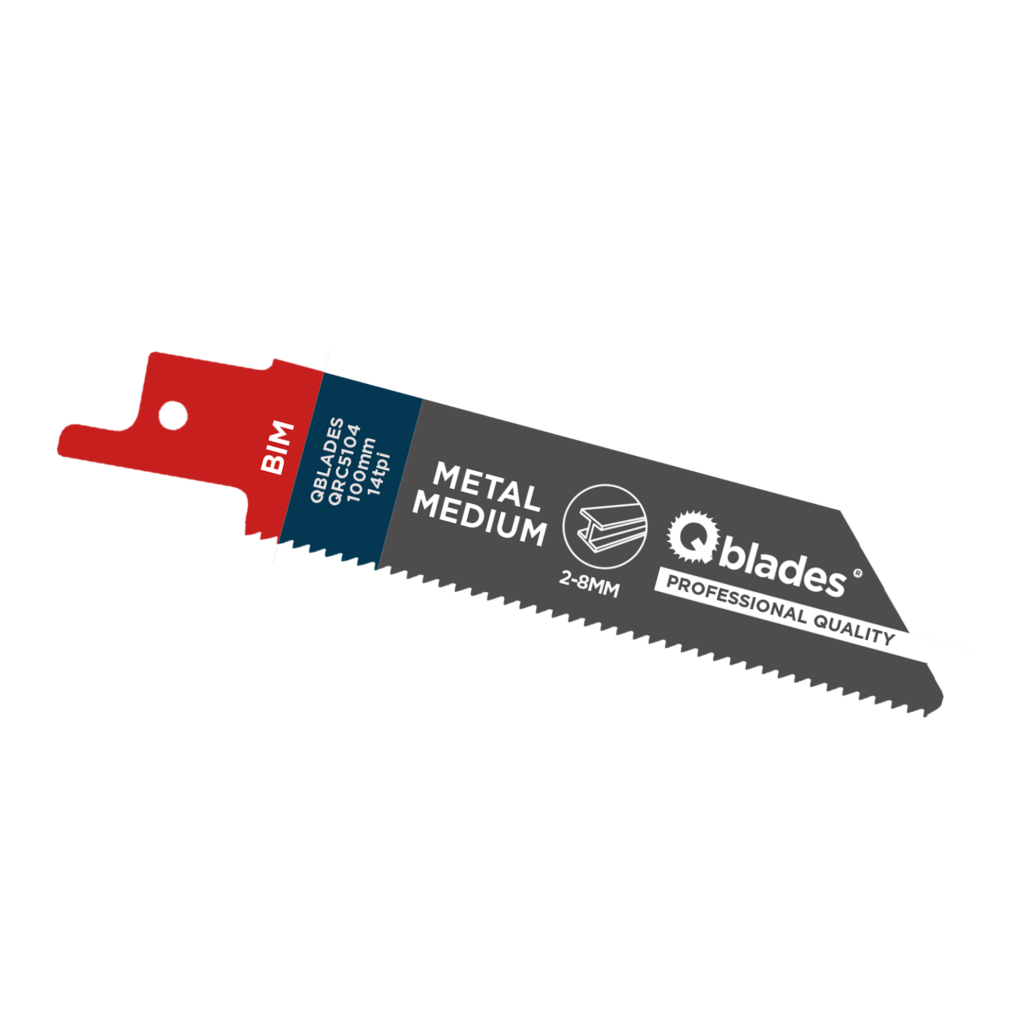 Qblades Reciprozaagblad Medium Metaal, Staal tot 8mm, BIM, 14tpi - 100mm
