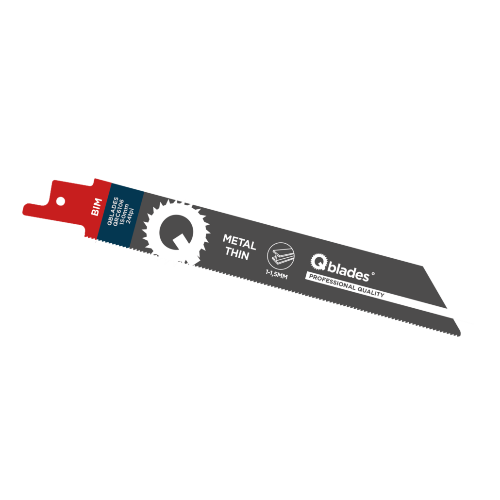 Qblades Reciprozaagblad Dun Metaal, Staal tot 1,5mm, BIM, 24tpi - 150mm